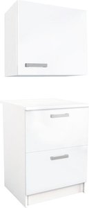Küchenmöbel TRATTORIA - 1 Unterschrank & 1 Oberschrank - Weiß