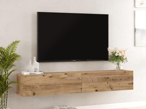 Hängendes TV-Möbel mit 2 Türen - Holzfarben hell - AUBEPINA
