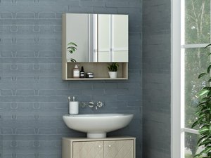 Spiegelschrank Bad mit Ablage - Eichefarben - ZUMPA