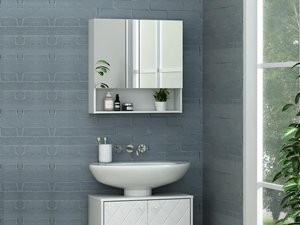 Spiegelschrank Bad mit Ablage - Weiß - ZUMPA