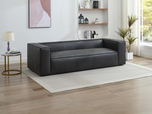 Sofa 3-Sitzer - Leder - Schwarz - ESTELLE