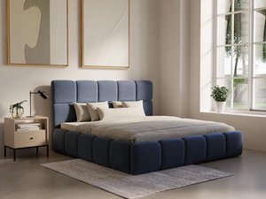 Bett mit Bettkasten - 160 x 200 cm - Strukturstoff - Blau - DAMADO von Pascal Morabito