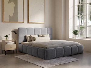 Bett mit Bettkasten - 160 x 200 cm - Strukturstoff - Grau - DAMADO von Pascal Morabito