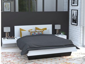 Bett mit integrierten Nachttischen - 140 x 190 cm - Weiß - MARVELLOUS