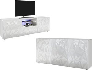 Set Sideboard + TV-Möbel - Weiß lackiert - ERIS