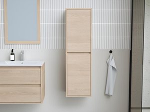 Badezimmerschrank - 30 x 35 x 120 cm - Eichenholzfurnier - ENOSEA