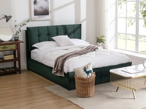 Bett mit Bettkasten - 140 x 200 cm - Samt - Grün - OLERIA