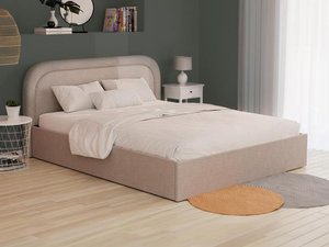 Bett mit Bettkasten & Bettkopfteil - Bouclé-Stoff - 140 x 190 cm - Beige - FIREZA