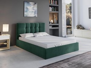 Bett mit Bettkasten - 140 x 190 cm - Stoff - Tannengrün - ELIAVA von Pascal Morabito