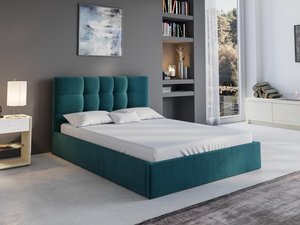 Bett mit Bettkasten - 140 x 190 cm - Stoff - Blau - ELIAVA von Pascal Morabito