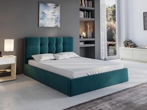 Bett mit Bettkasten - 160 x 200 cm - Stoff - Blau - ELIAVA von Pascal Morabito