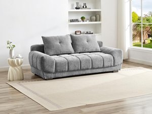 Sofa 3-Sitzer mit Schlaffunktion - Stoff - Grau - FERLI