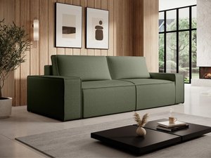 Sofa 4-Sitzer - Mit Schlaffunktion - Strukturstoff - Grün - AMELIA