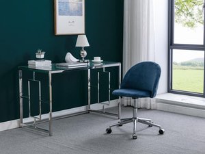 Schreibtischstuhl - Samt - Blau - Höhenverstellbar - MELBOURNE