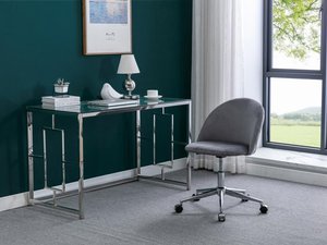 Schreibtischstuhl - Samt - Grau - Höhenverstellbar - MELBOURNE