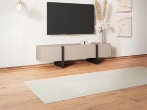 TV-Möbel mit 4 Türen - MDF - Beige & Schwarz - LUVONIA
