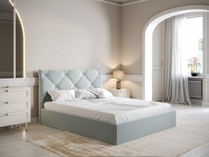 Bett mit Bettkasten - 140 x 190 cm - Samt - Hellgrau - STARI von Pascal Morabito