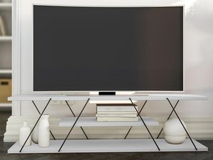 TV Möbel mit 2 Ablagen - Schwarz & Weiß - DELORY
