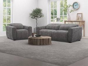 Relaxsofa 3-Sitzer & Relaxsessel elektrisch - Stoff - Grau - LAGUNDI
