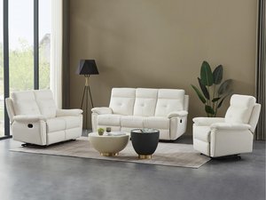 Relaxsofa 3-Sitzer - Leder- Weiß - VINETA
