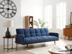 Sofa 3-Sitzer mit Schlaffunktion - Stoff - Blau - ROREMA