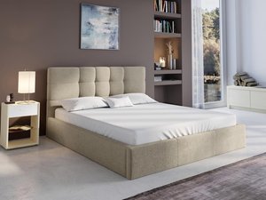 Bett mit Bettkasten - 140 x 190 cm - Stoff - Beige - ELIAVA von Pascal Morabito
