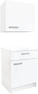 Küchenmöbel - 1 Unterschrank & 1 Oberschrank - 2 Türen & 1 Schublade - Weiß - TRATTORIA