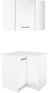 Kücheneckschränke - 1 Unterschrank & 1 Oberschrank - 2 Türen - Weiß - TRATTORIA