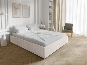 Bett mit Bettkasten - 140 x 190 cm - Cord - Beige - PONTOS von YSMÉE