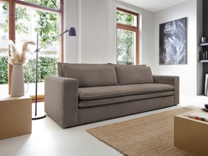 Sofa 3-Sitzer - Mit Schlaffunktion - Cord - Taupe - TILIA