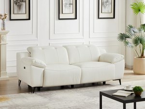 Relaxsofa 3-Sitzer elektrisch - Leder- Weiß - ROVETO