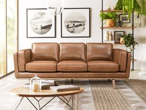 Sofa 3-Sitzer - 100 % Premium-Büffelleder - Braun - Vintage - DANILA