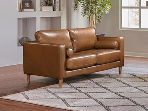 Sofa 2-Sitzer - 100 % Premium-Büffelleder - Braun - Vintage - BAROTA