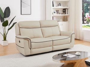 Relaxsofa 3-Sitzer elektrisch - Leder - Beige - ADELIO