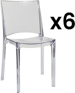 Stuhl 6er-Set stapelbar - Kunststoff - Transparent - HELLY