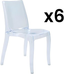 Stuhl 6er-Set stapelbar - Polycarbonat - Transparent - LUCINDA