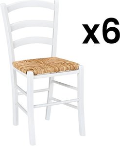 Stuhl 6er-Set - Massivholz - Weiß - PAYSANNE