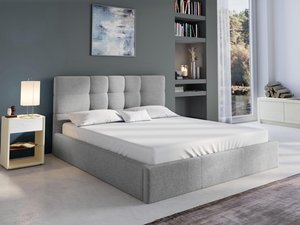 Bett mit Bettkasten - 140 x 190 cm - Stoff - Grau - ELIAVA von Pascal Morabito