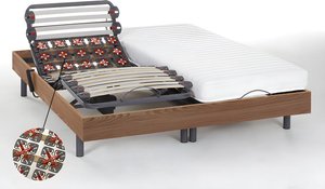 Relaxbett elektrisch - Latexmatratzen - PANDORA II von DREAMEA - mit OKIN-Motor - Holzfarben natürlich - 2 x 80 x 200 cm
