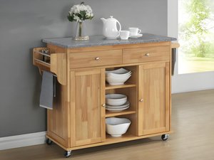 Küchenwagen Servierwagen - Holz & Granit - DELCIA