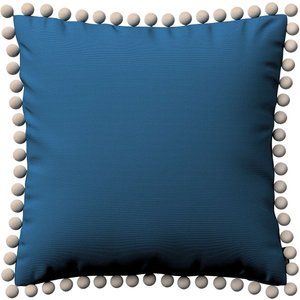 Kissenhülle Wera mit Bommeln, marinenblau , 45 × 45 cm, Cotton Panama (702-30)