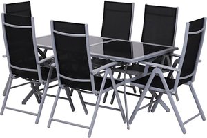 Gartensitzgruppe mit 6 Stühlen Outsunny Schwarz, silber