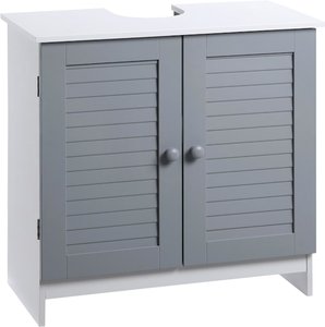 Badezimmerschrank mit verstellbarem Regal kleankin Weiß, grau