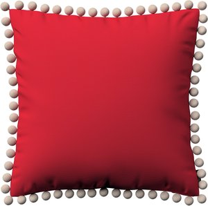 Kissenhülle Wera mit Bommeln, rot, 45 x 45 cm, Cotton Panama (702-04)