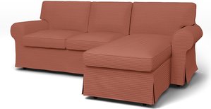 IKEA - Bezug für 3er-Sofa Ektorp mit Récamiere, Retro Pink, Cord - Bemz
