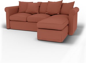 IKEA - Bezug für 3er-Sofa Grönlid mit Récamiere, Retro Pink, Cord - Bemz