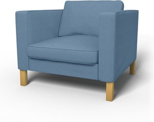 IKEA - Bezug für Sessel Karlstad (größeres Modell), Vintage Blue, Leinen - Bemz
