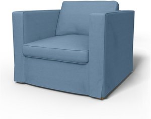 IKEA - Bezug für Sessel Karlstad (größeres Modell), Vintage Blue, Leinen - Bemz