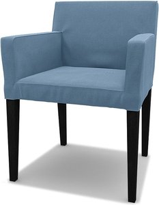 IKEA - Bezug für Stuhl Nils mit Armlehnen, Vintage Blue, Leinen - Bemz