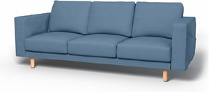 IKEA - Bezug für 3er-Sofa Norsborg, Vintage Blue, Leinen - Bemz